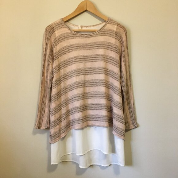 Key To My Heart Bilayer Striped Knit Wrap Back Top + Undertop U.S.A Made - Picture 2 of 15